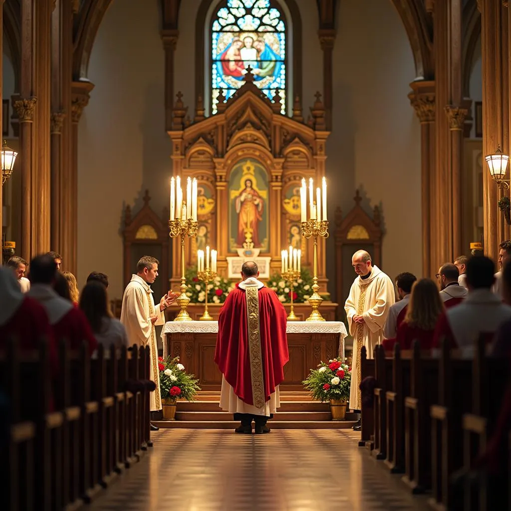 Consécration d'un autel dans une cathédrale