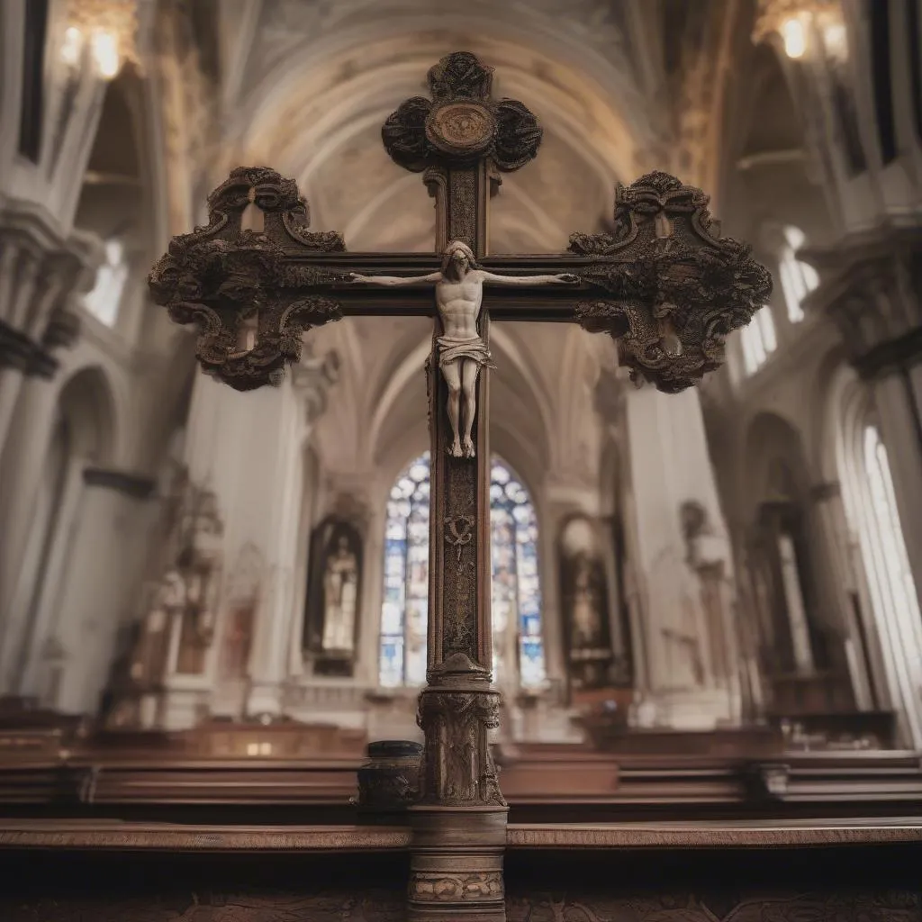 Croix d'autel dans une église