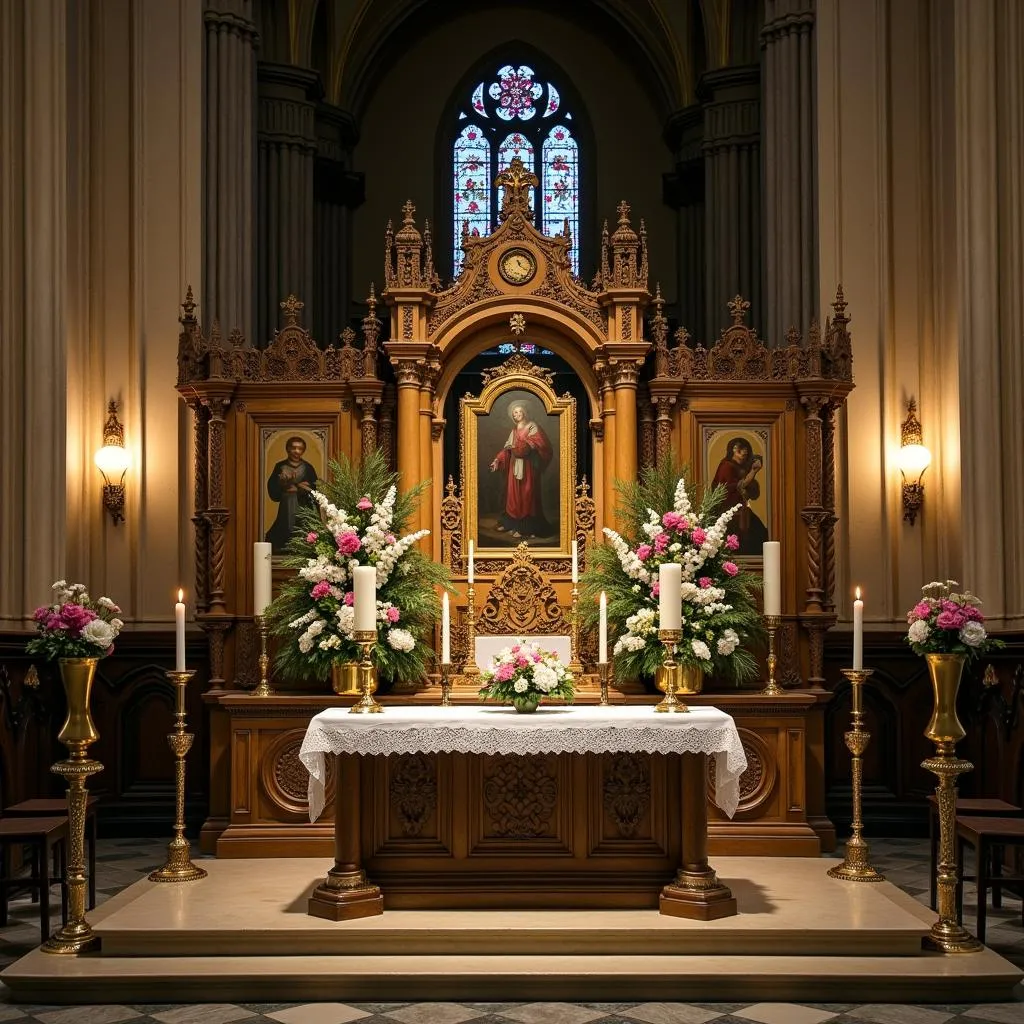 Décor d'autel dans une église à Paris