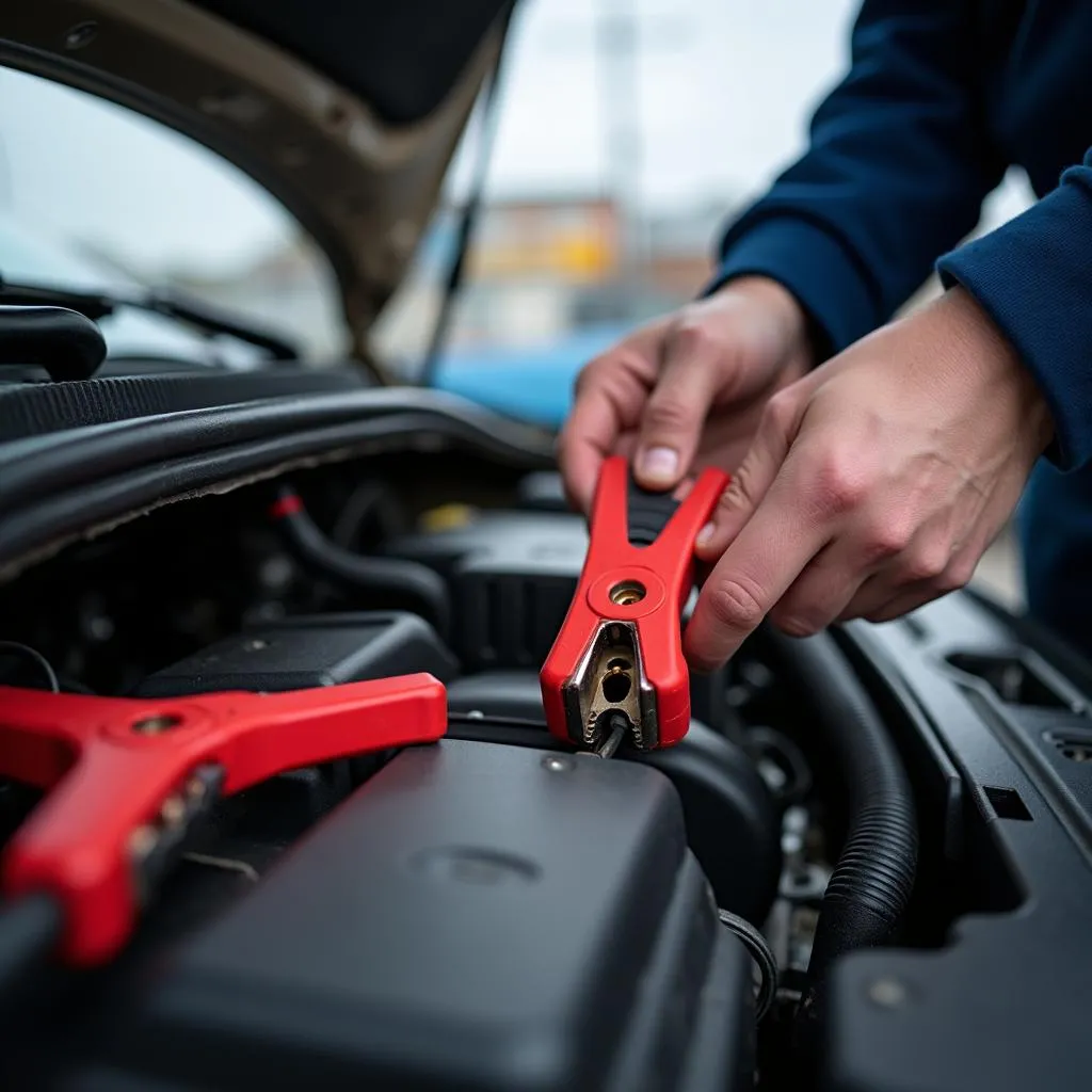 Dépannage d'une voiture avec une panne de batterie