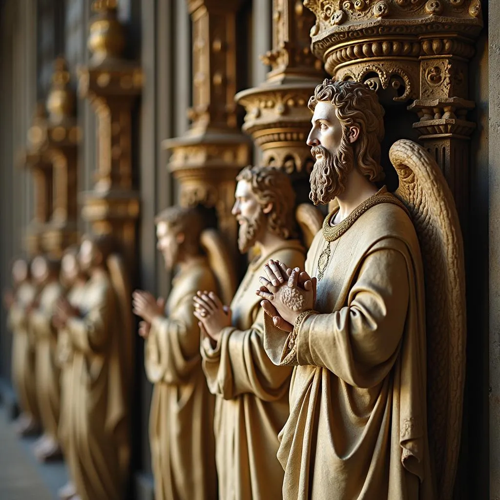 Détails des sculptures du maître-autel de la cathédrale de Reims