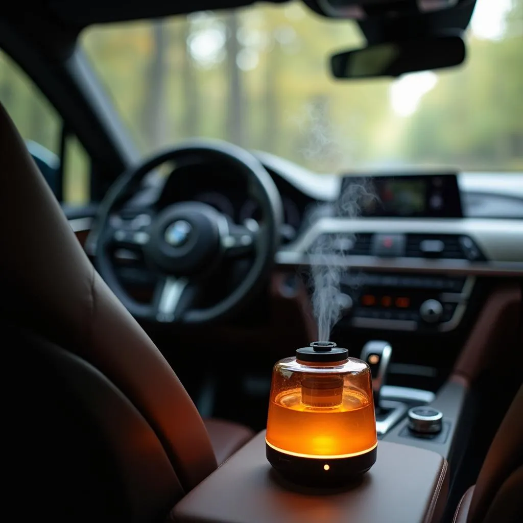 Diffuseur d'huile essentielle de mandarine dans une voiture