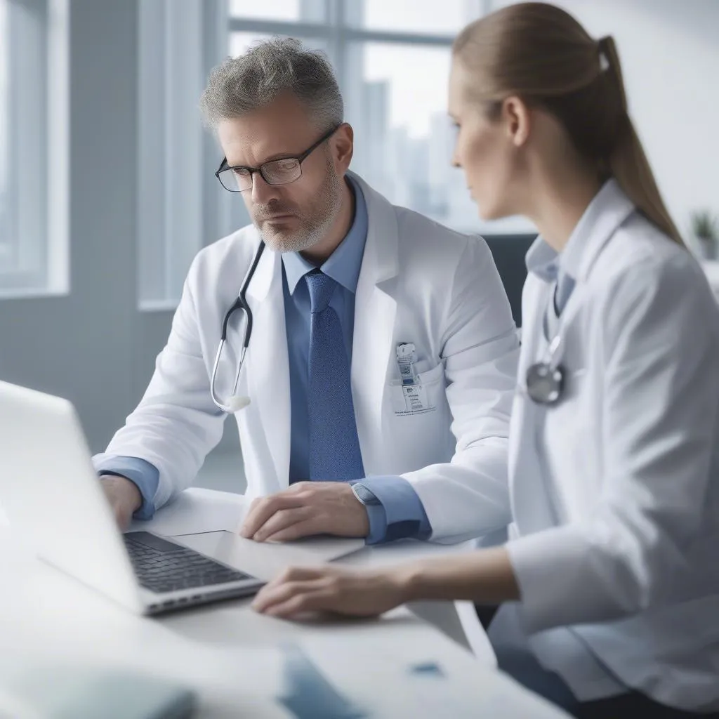 Doctor working on computer