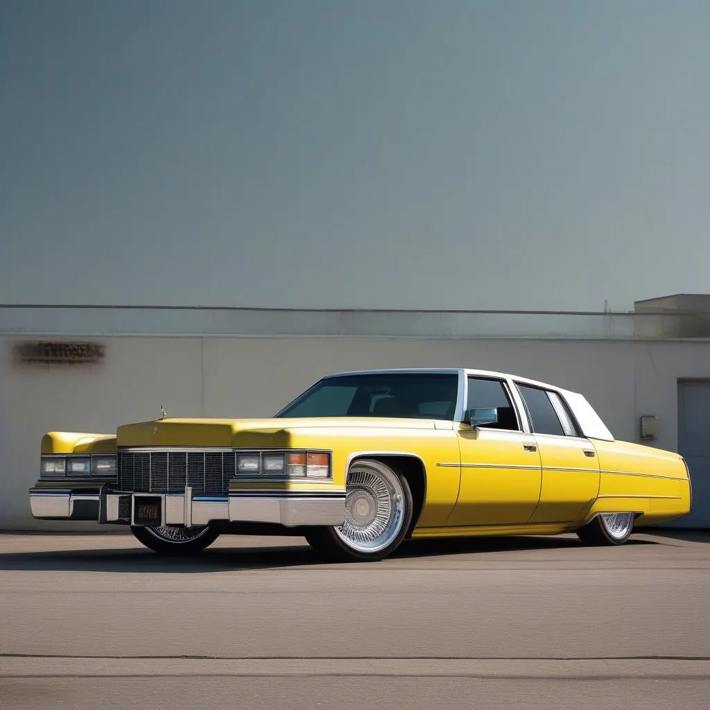 Cadillac DeVille avec un look flashy et des jantes surdimensionnées