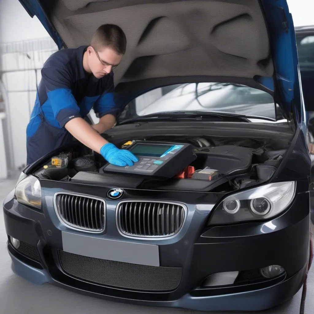 BMW E90 avec un outil de diagnostic OBD