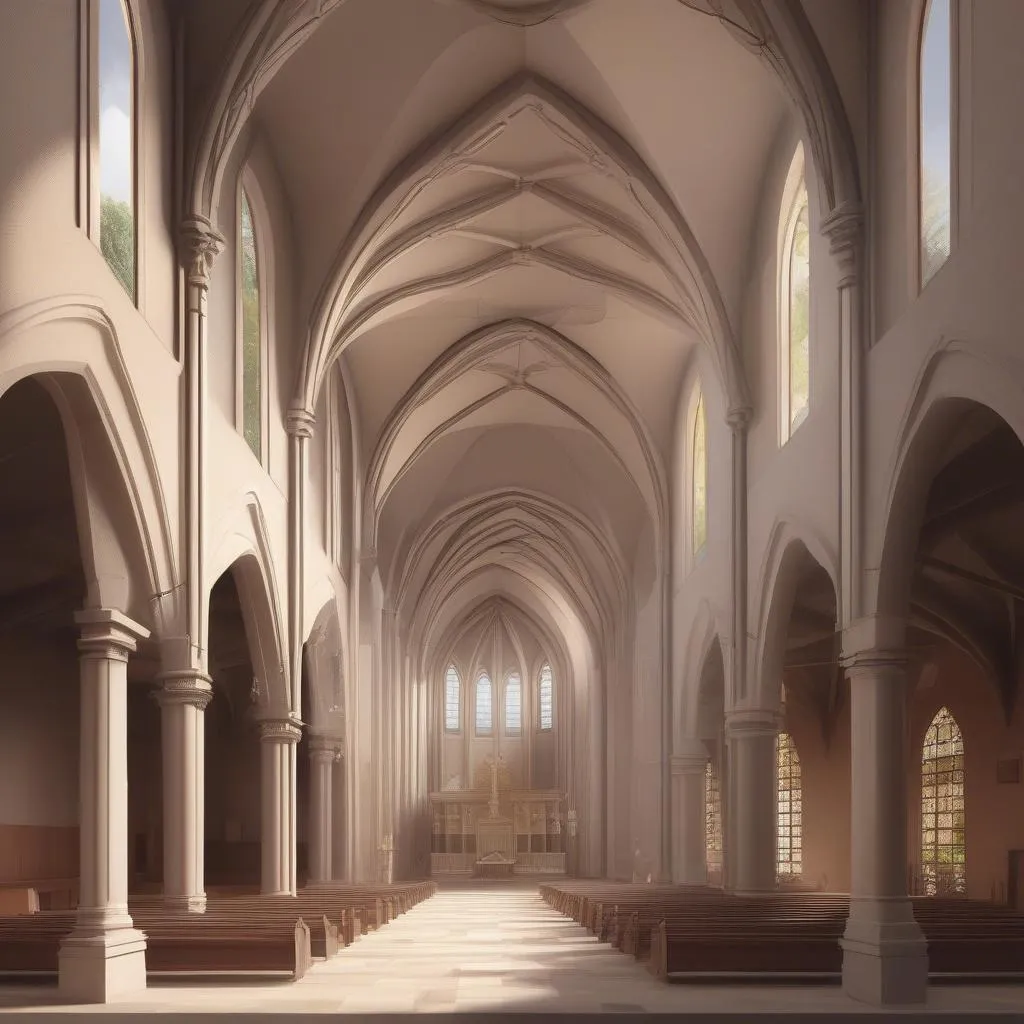 Intérieur d'une église romane