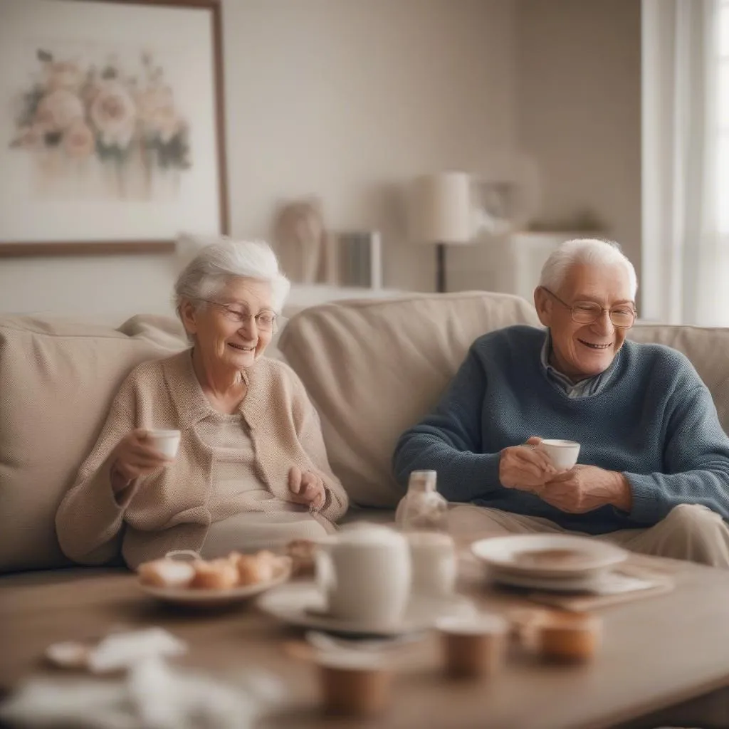 Elderly couple enjoying time at home