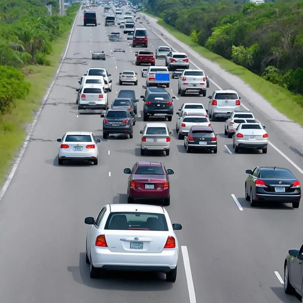 Embouteillage sur une autoroute en Floride