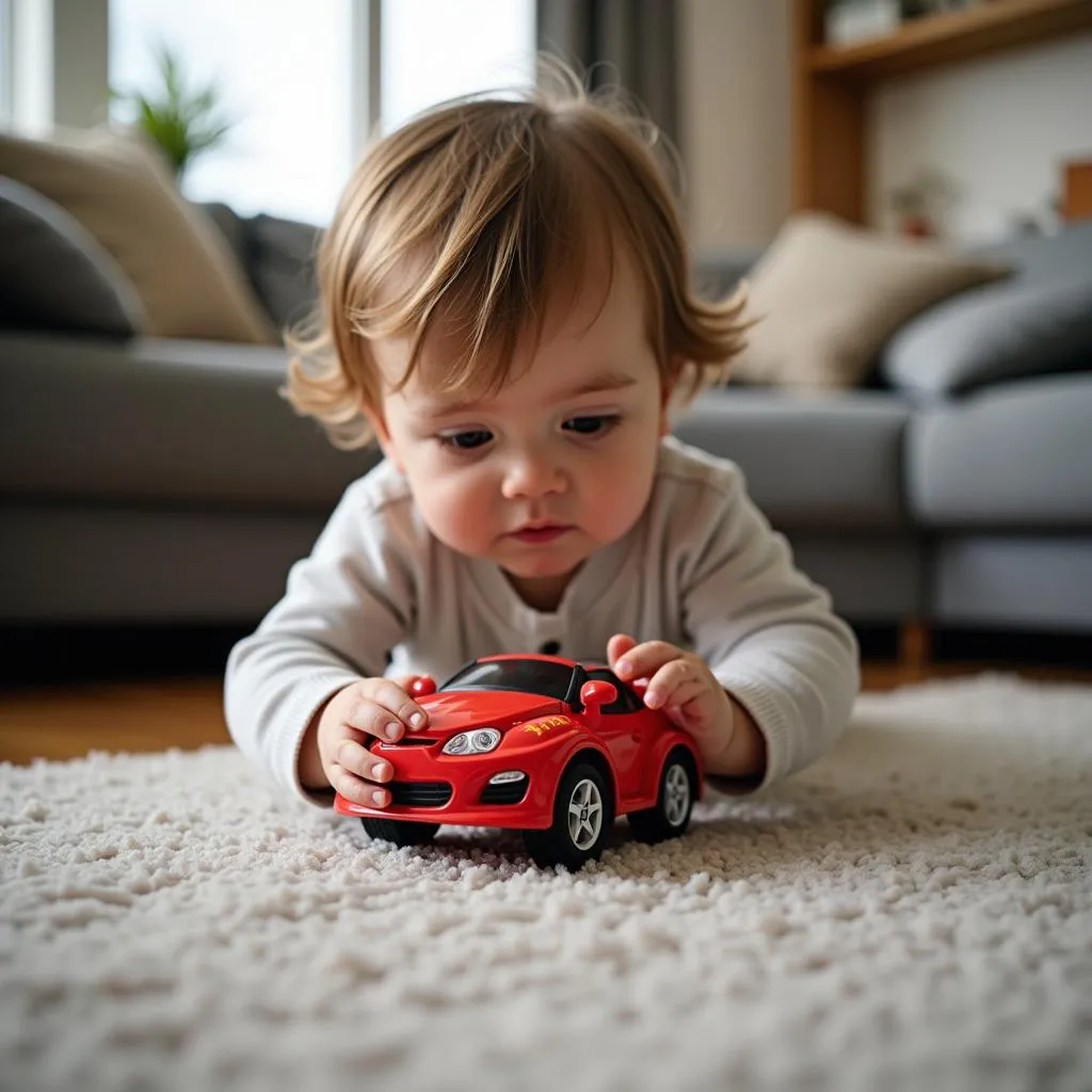 Enfant jouant avec une voiture jouet