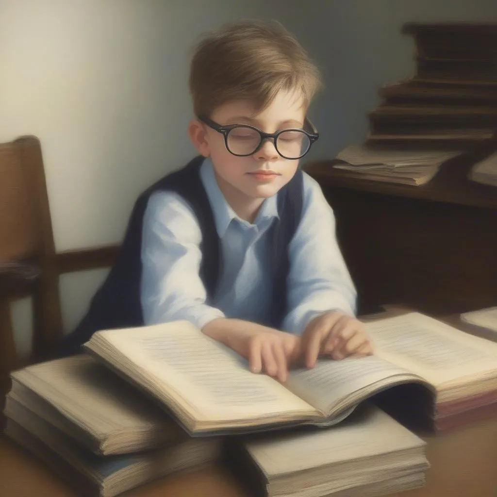 Un enfant porte des lunettes