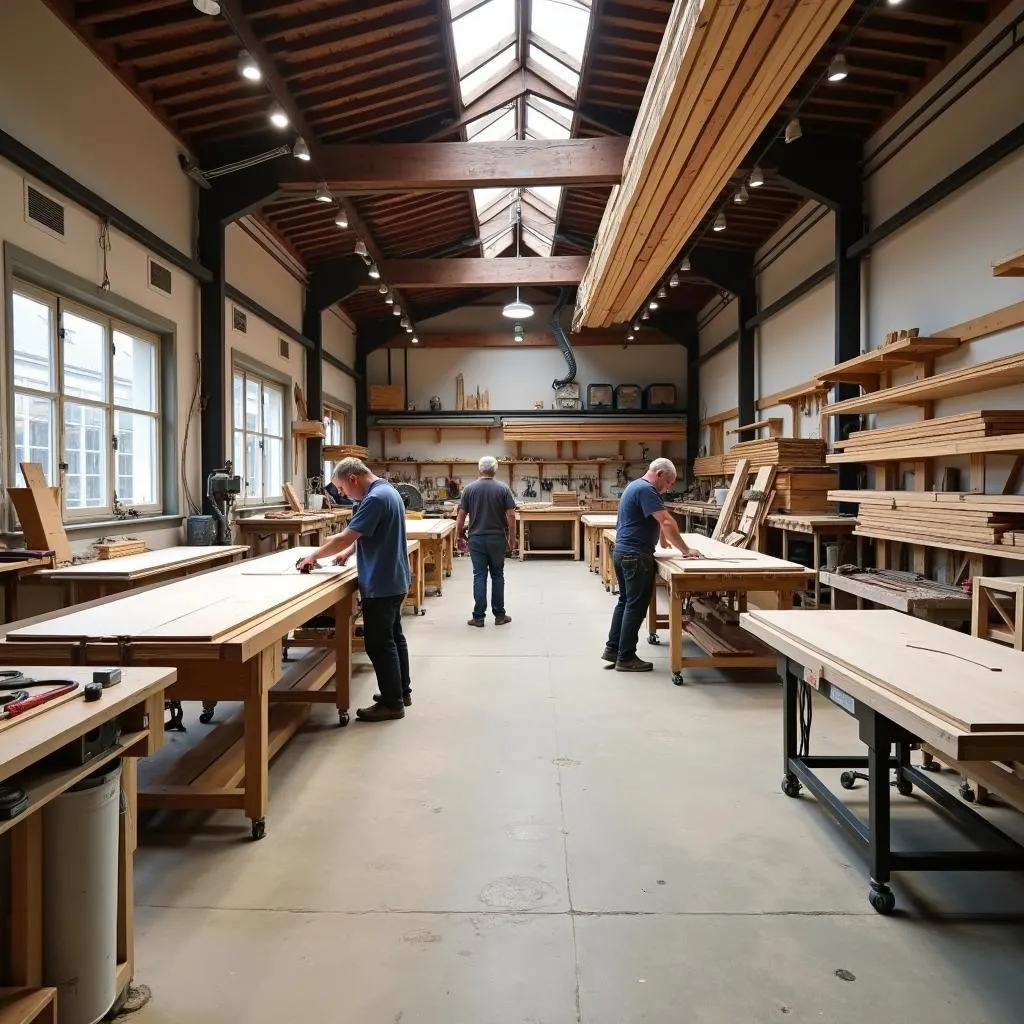 Atelier d'une entreprise de menuiserie agencement à Saint Laurent des Autels