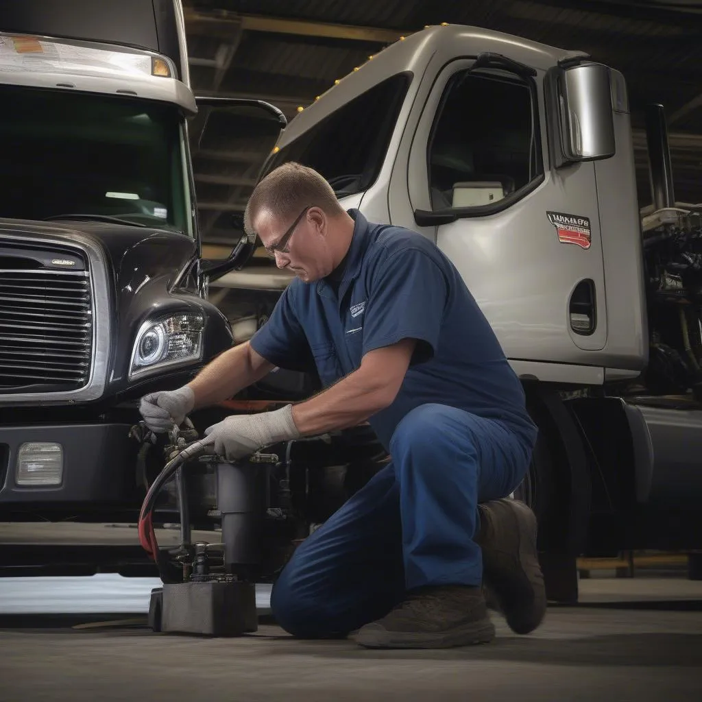 Entretien régulier d'un camion Freightliner