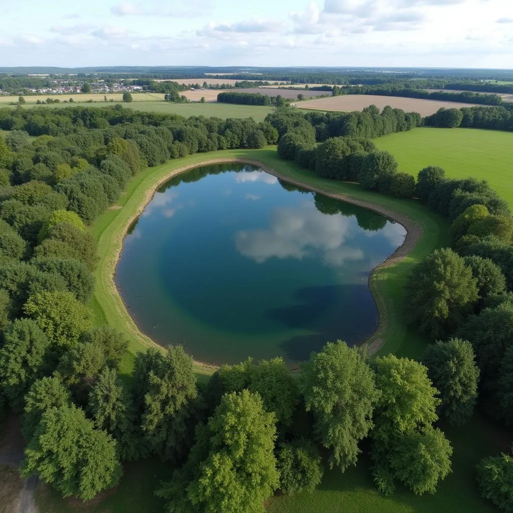 Vue aérienne de l'Étang des Cailleaux à Beaumont-lès-Autels