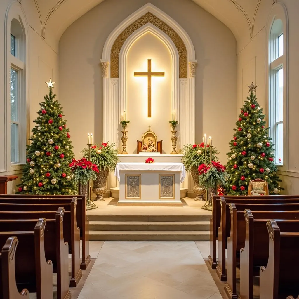 Exemple de décoration d'autel pour le temps de Noël