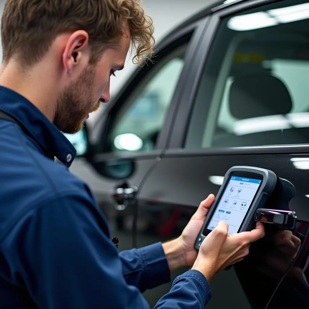 Expert en diagnostic automobile utilisant un outil Autel à Lyon