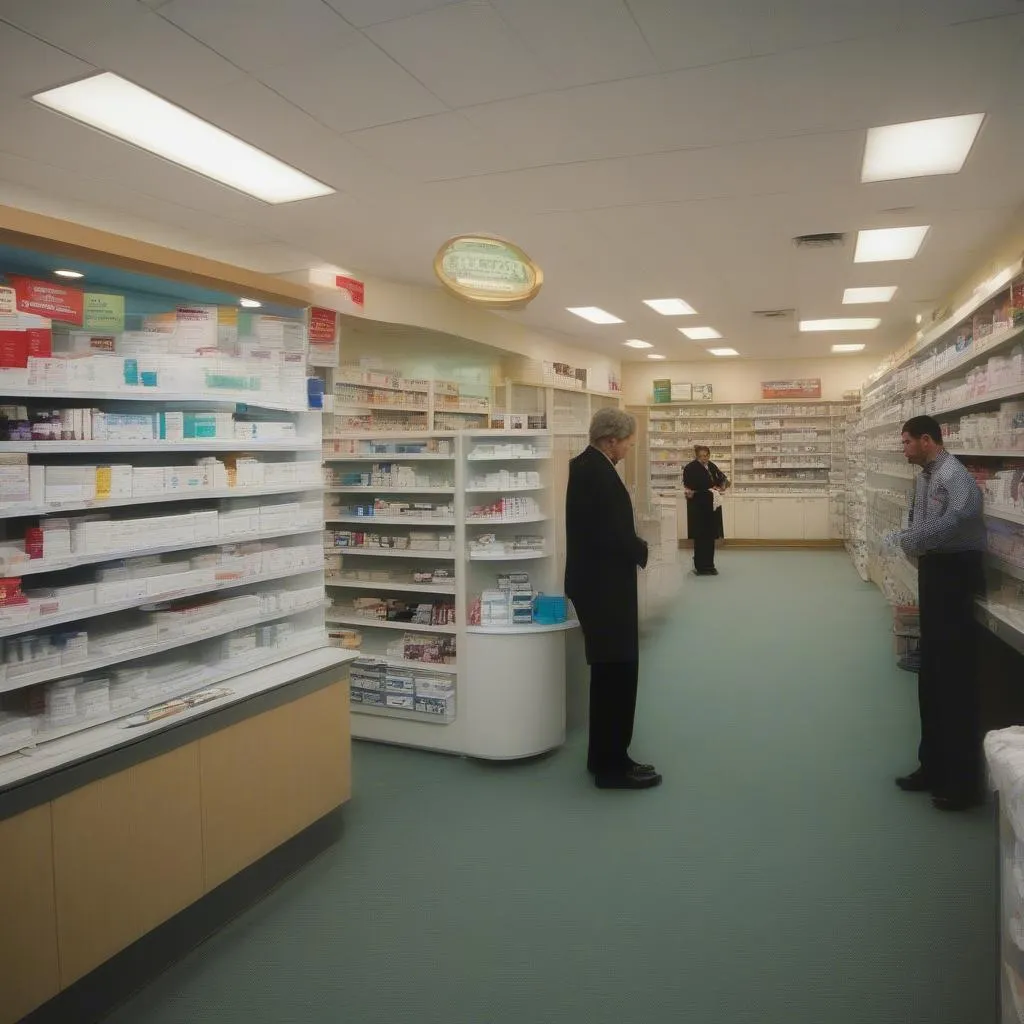 Intérieur d'une pharmacie de soins rapides