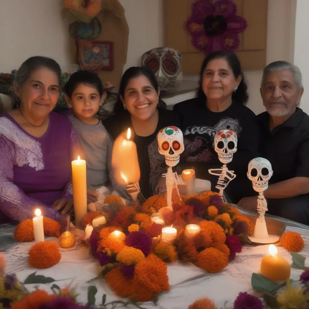 Famille devant un autel