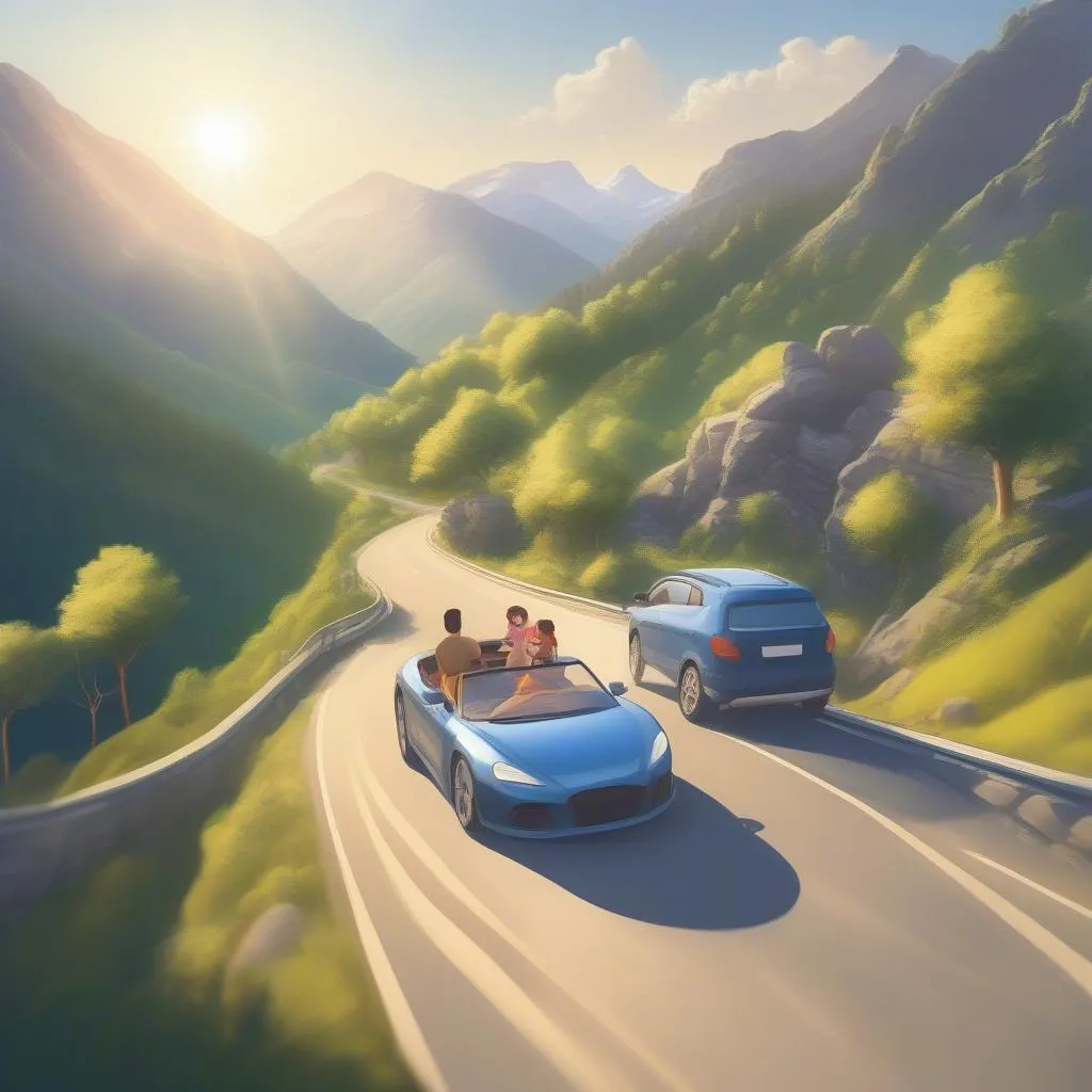 Une famille loue une voiture et part en road trip