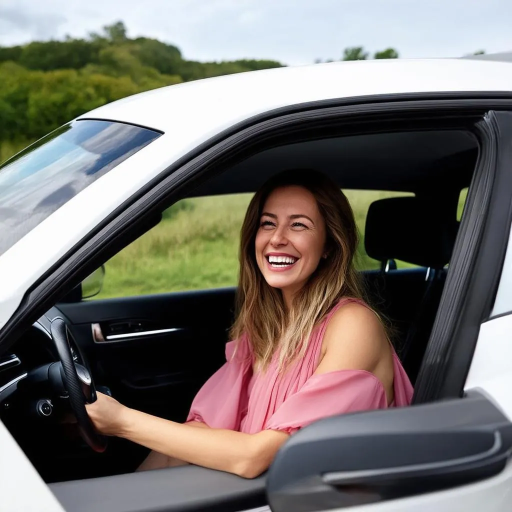 femme conduisant une voiture