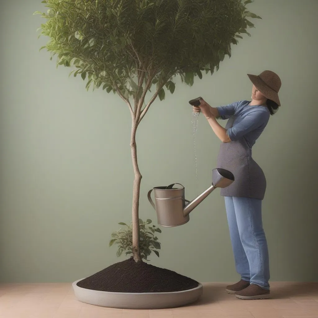 Tưới nước cho cây Ficus