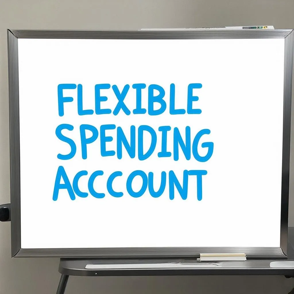 Un tableau blanc avec le texte "Flexible Spending Account" écrit en gros caractères