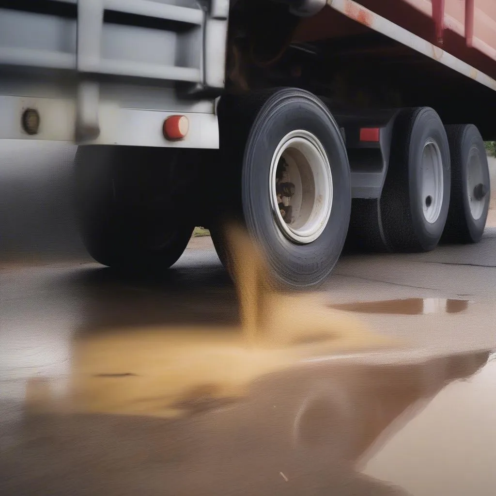 Fuite de carburant sur un camion