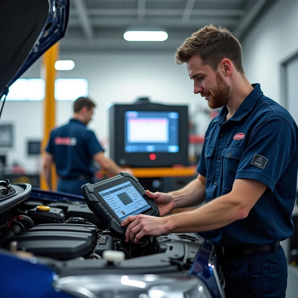 Garage automobile équipé d'outils de diagnostic Autel à Lyon