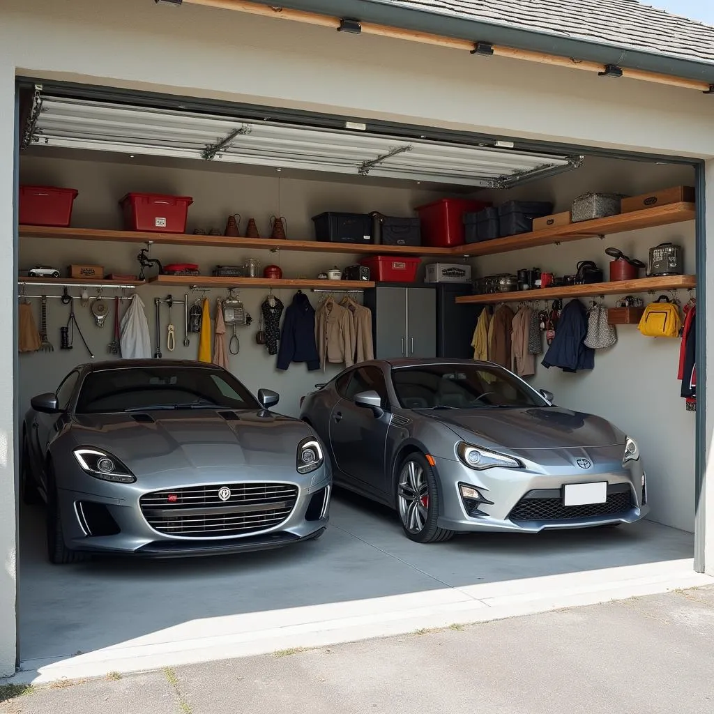 Garage pour deux voitures avec rangement