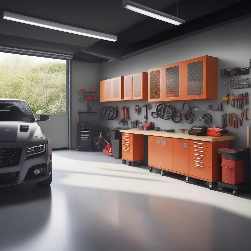 Garage double avec espace de rangement