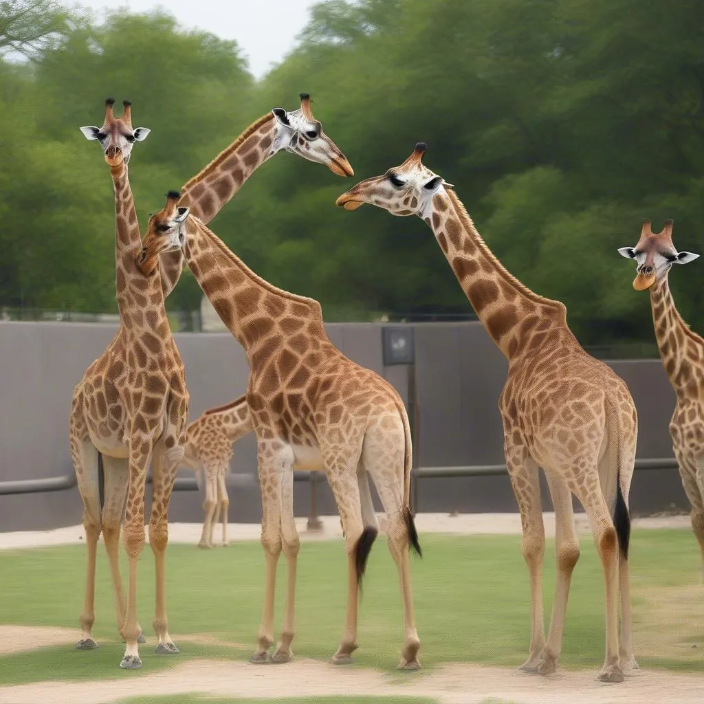 Giraffes in their enclosure