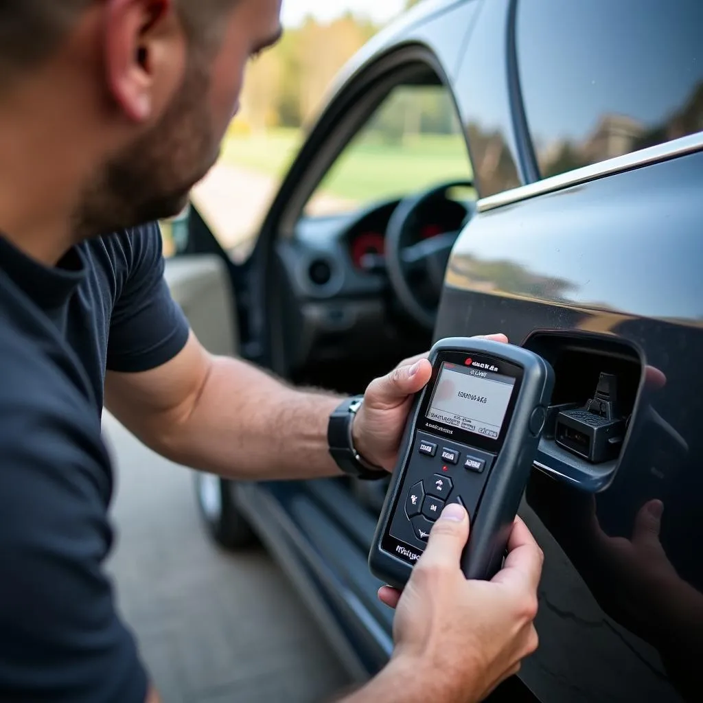 Homme utilisant l'Autel AL519 sur sa voiture