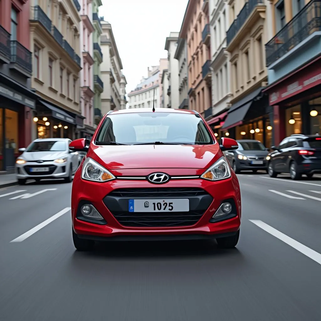 Voiture Hyundai i10 en milieu urbain