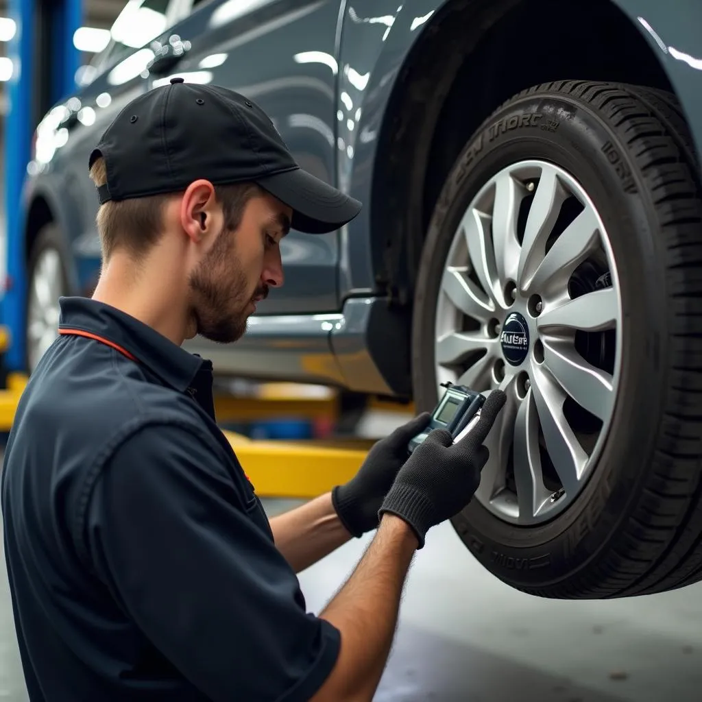 Installation d'un capteur TPMS Autel sur une voiture