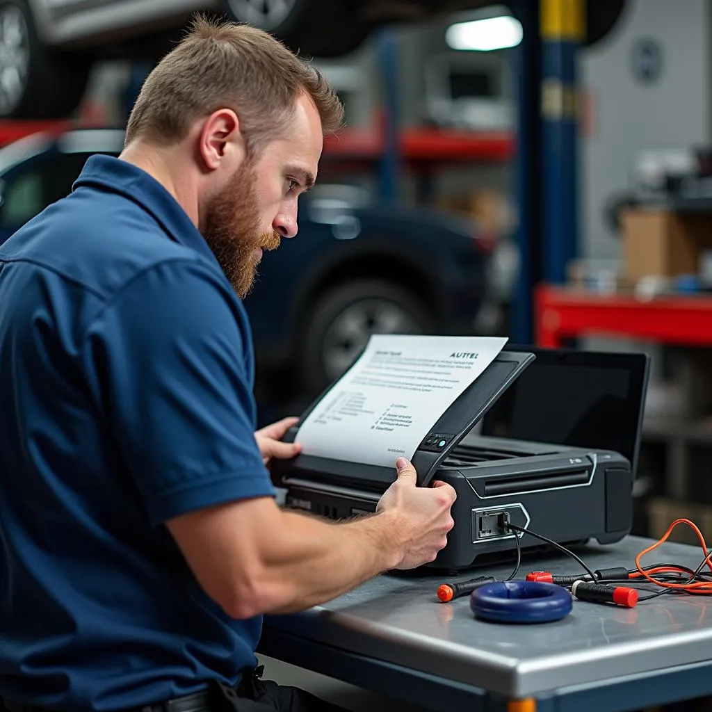 Installation imprimante Autel DS808 dans un garage automobile