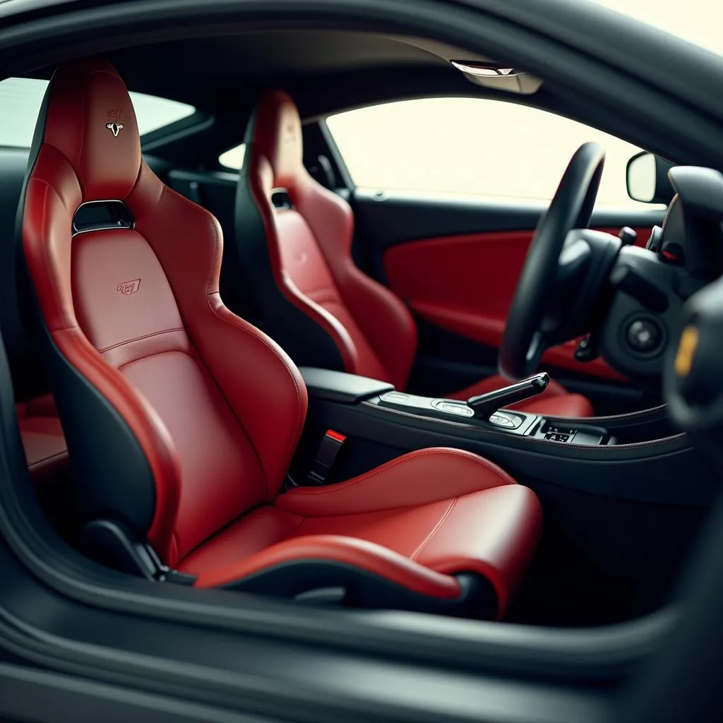 Intérieur d'une voiture 4C avec sièges baquets en cuir