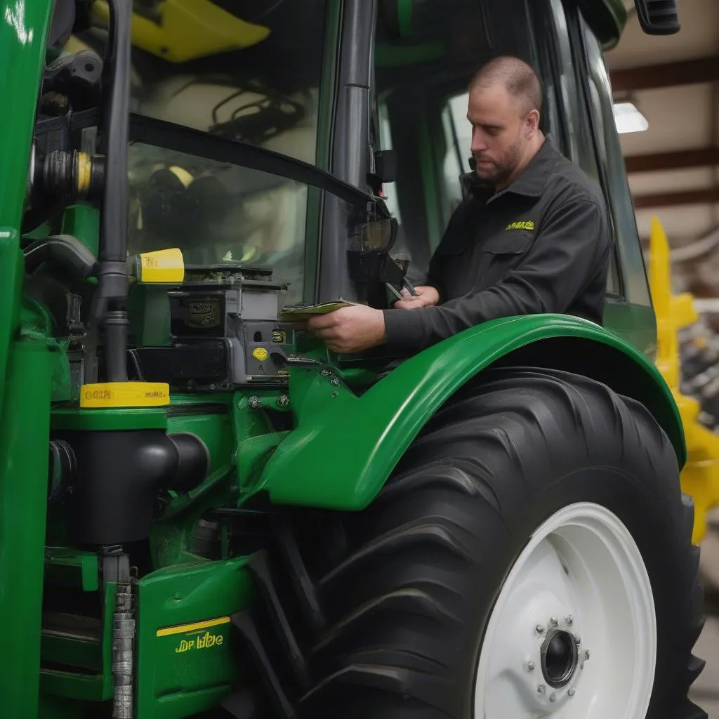 Inspection d'un tracteur John Deere 6190R d'occasion