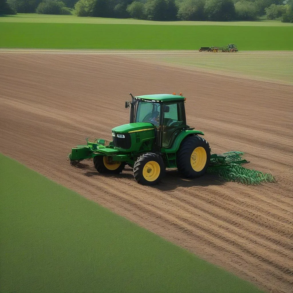 Tracteur John Deere avec charrue