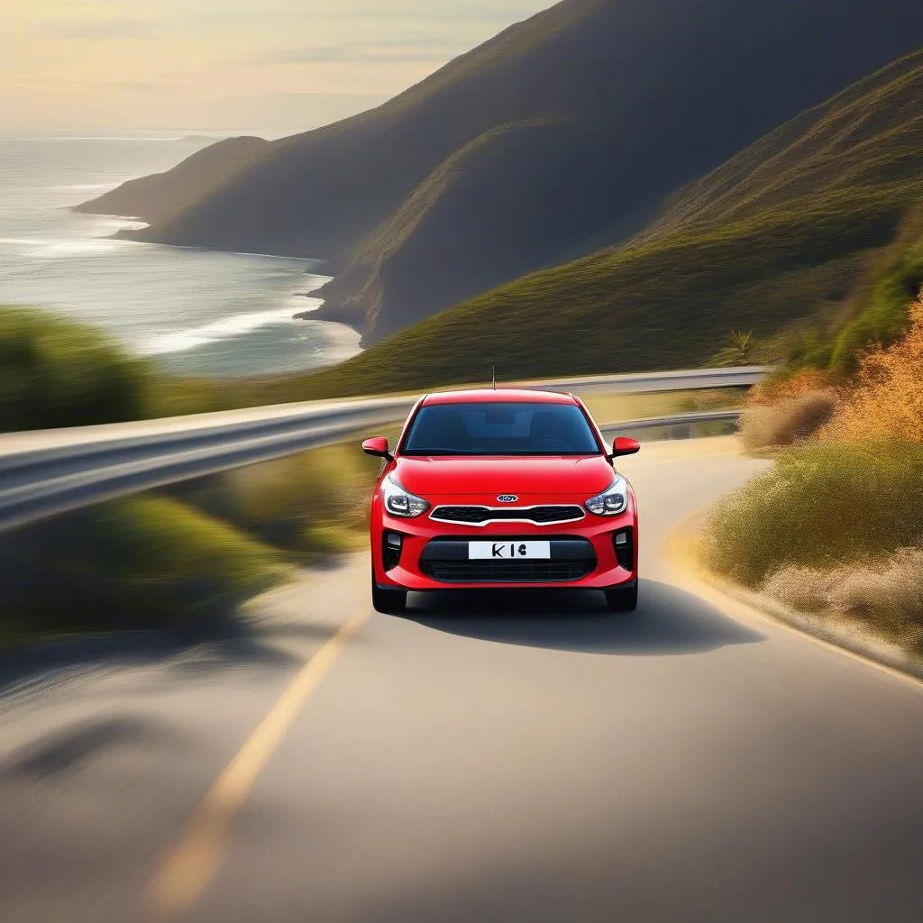 Kia Rio hatchback on the Road