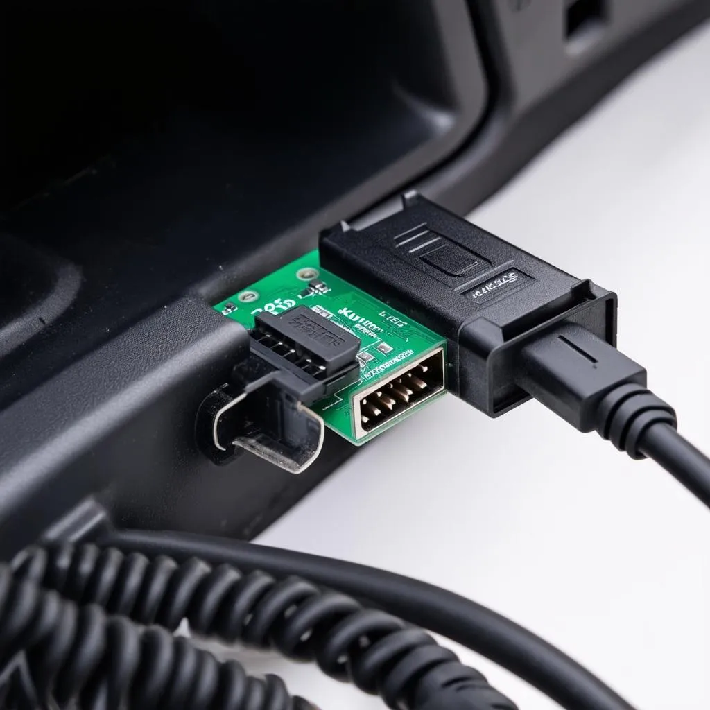 Adaptateur OBD Kiwi 3 branché sur une prise OBD-II