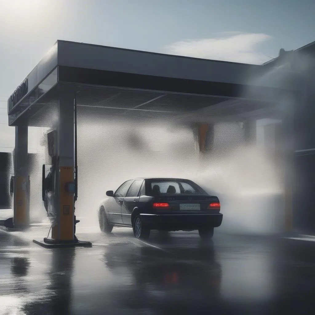 Voiture dans une station de lavage automatique