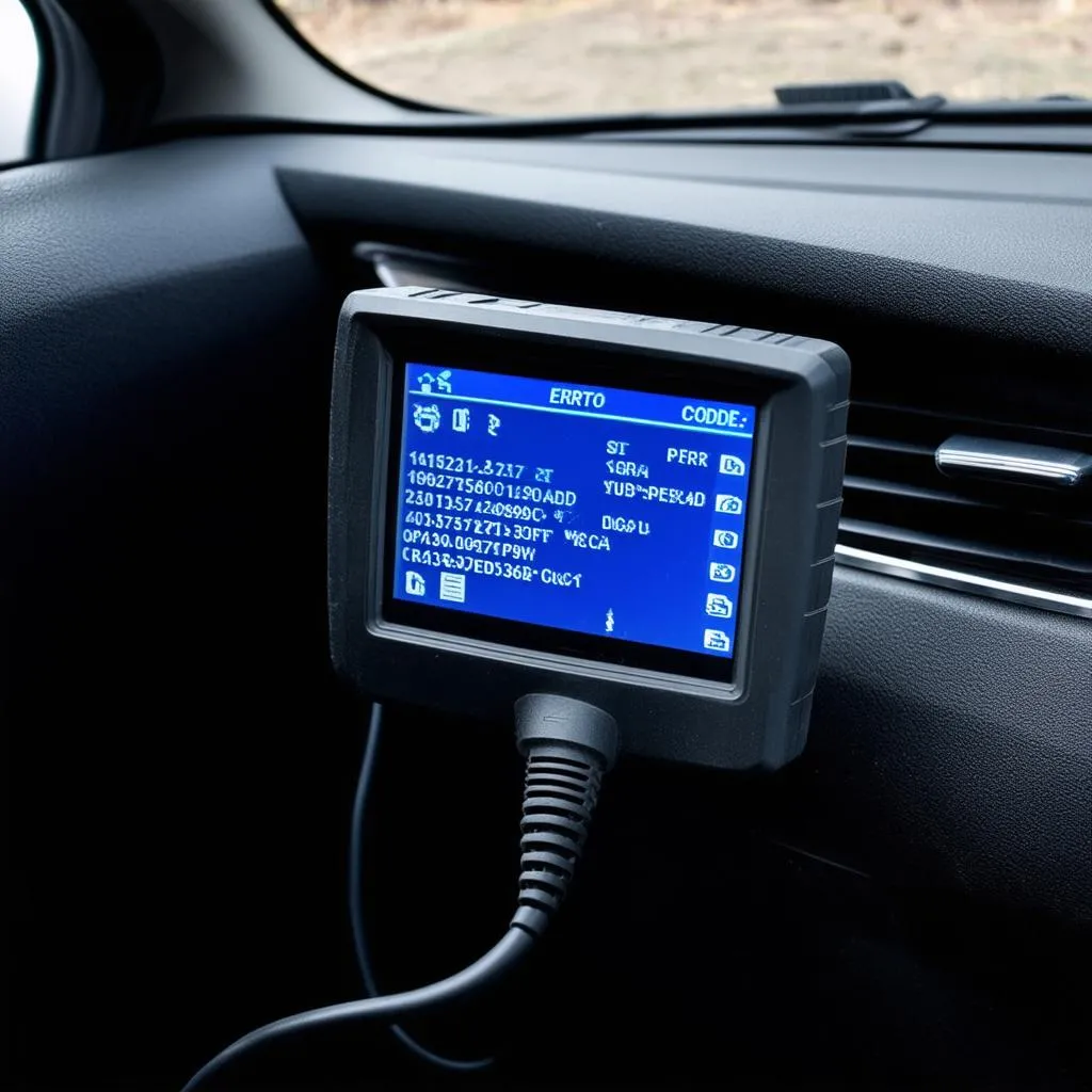 Lecteur OBD2 branché sur une voiture