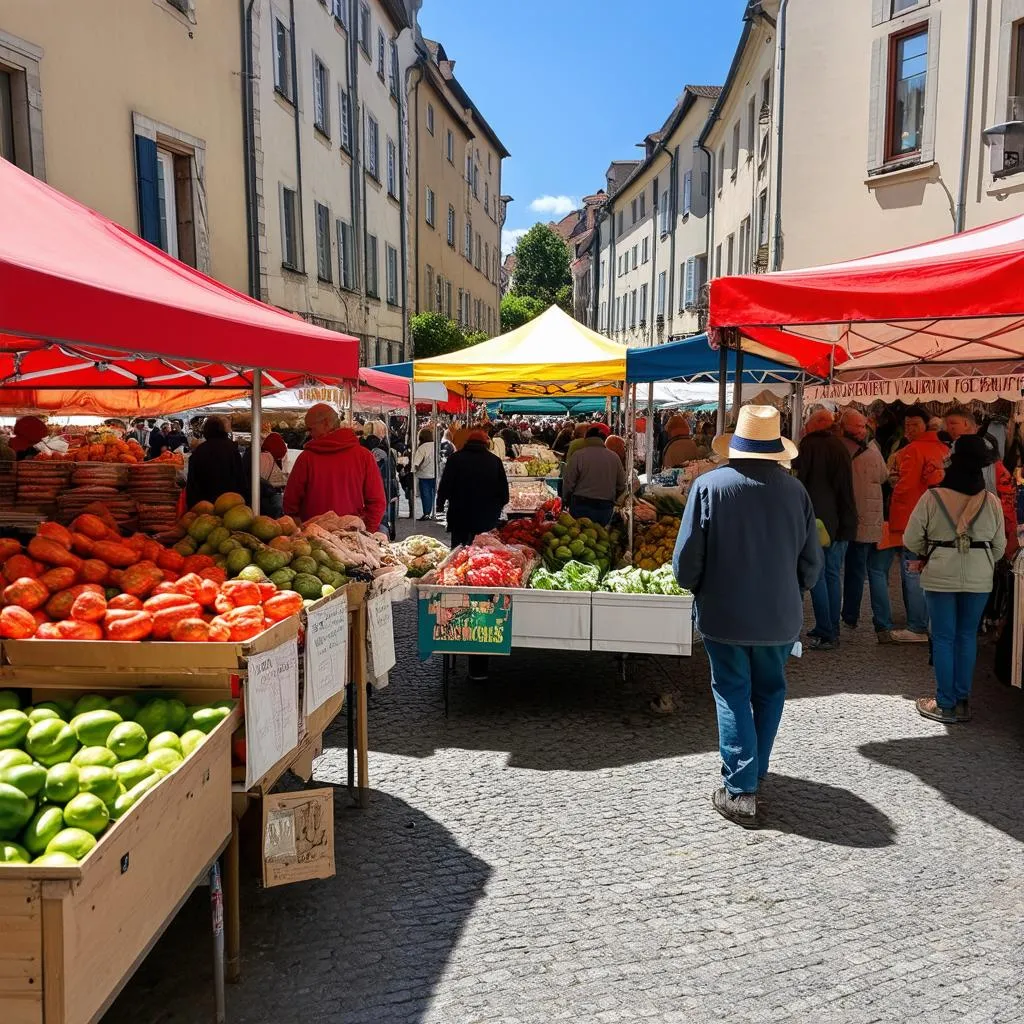 Marché animé à Saint-Laurent-des-Autels