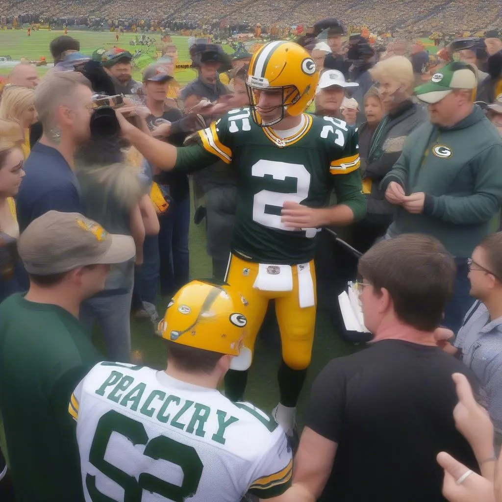 Mason Crosby signe des autographes pour les fans