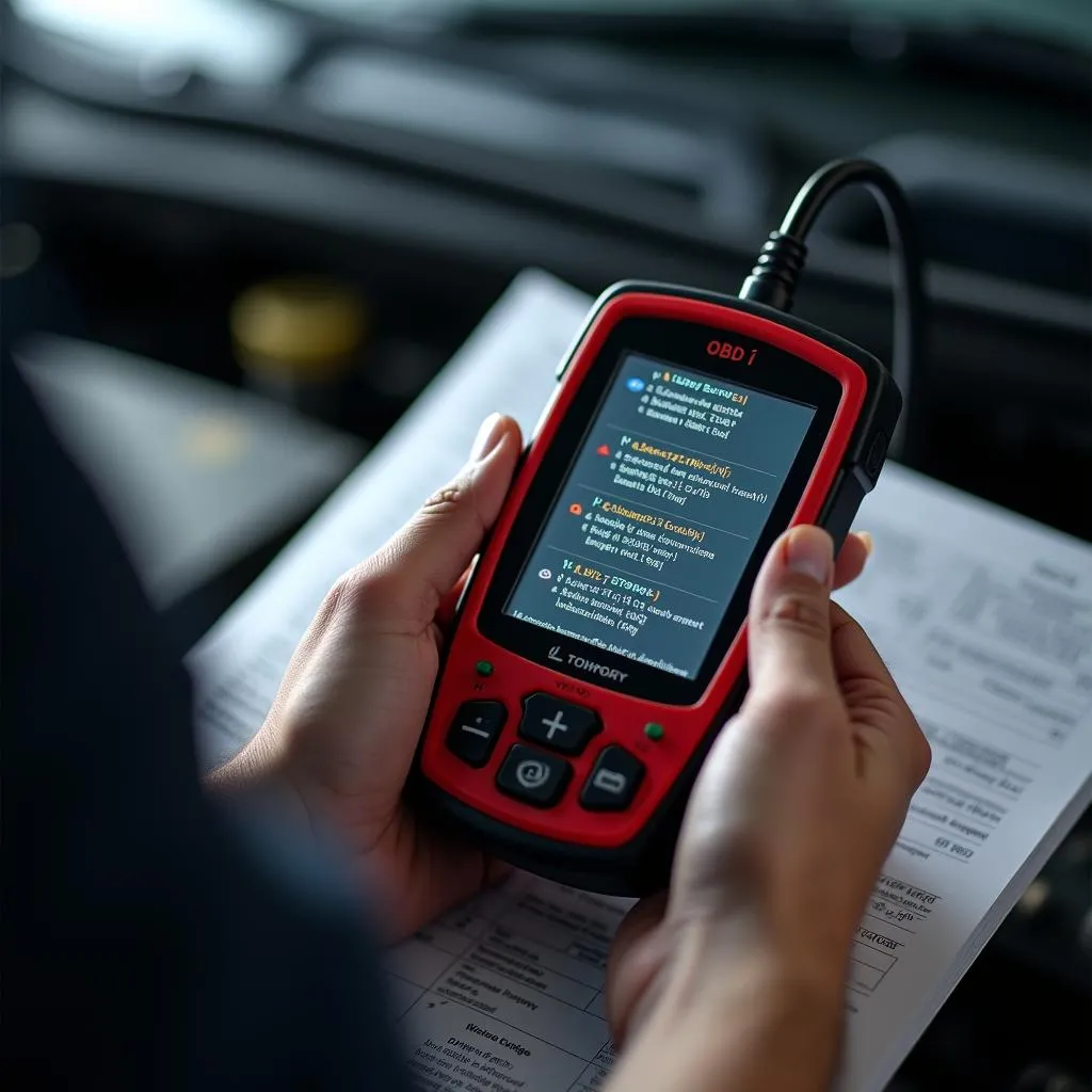 Mécanicien analysant les codes d'erreur OBD