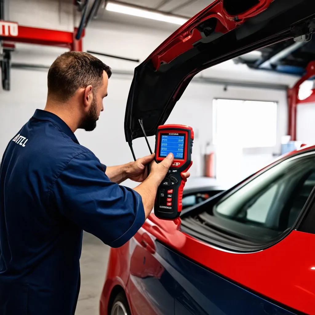 Mécanicien utilisant un outil Autel