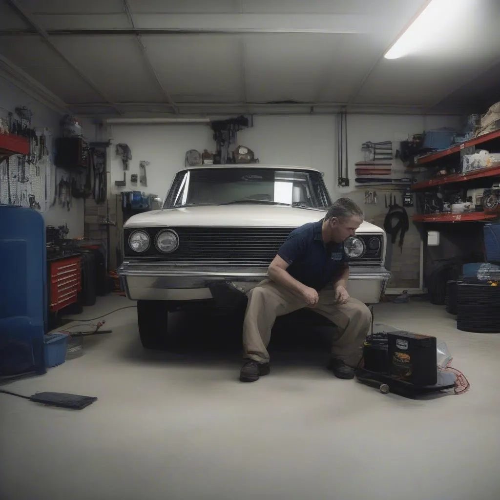 Mécanicien automobile travaillant sur une voiture