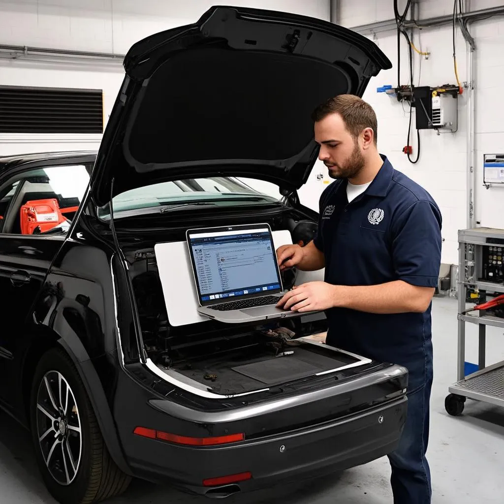 Mécanicien automobile travaillant sur une voiture