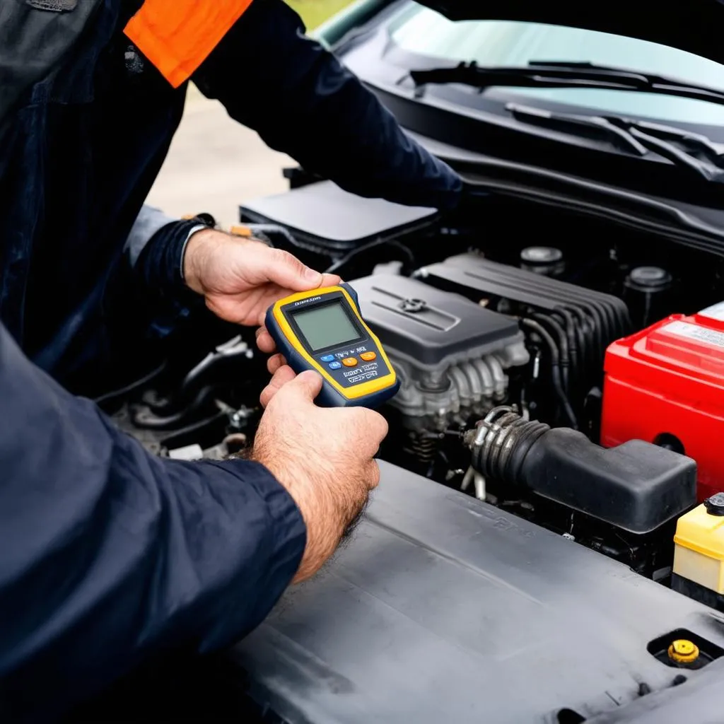 Mécanicien effectuant un diagnostic sur une voiture