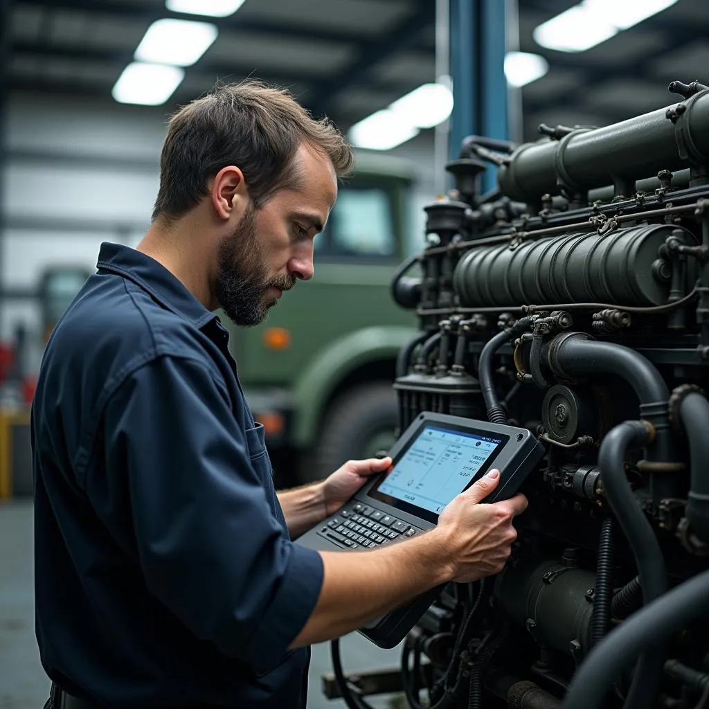 Mécanicien Examinant Moteur Mercedes M113