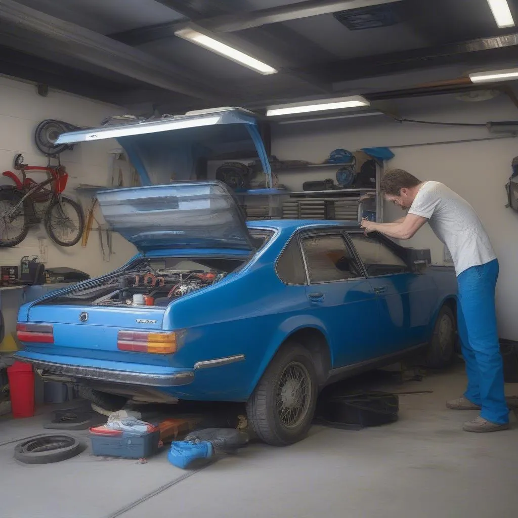 Mécanicien travaillant sur une voiture